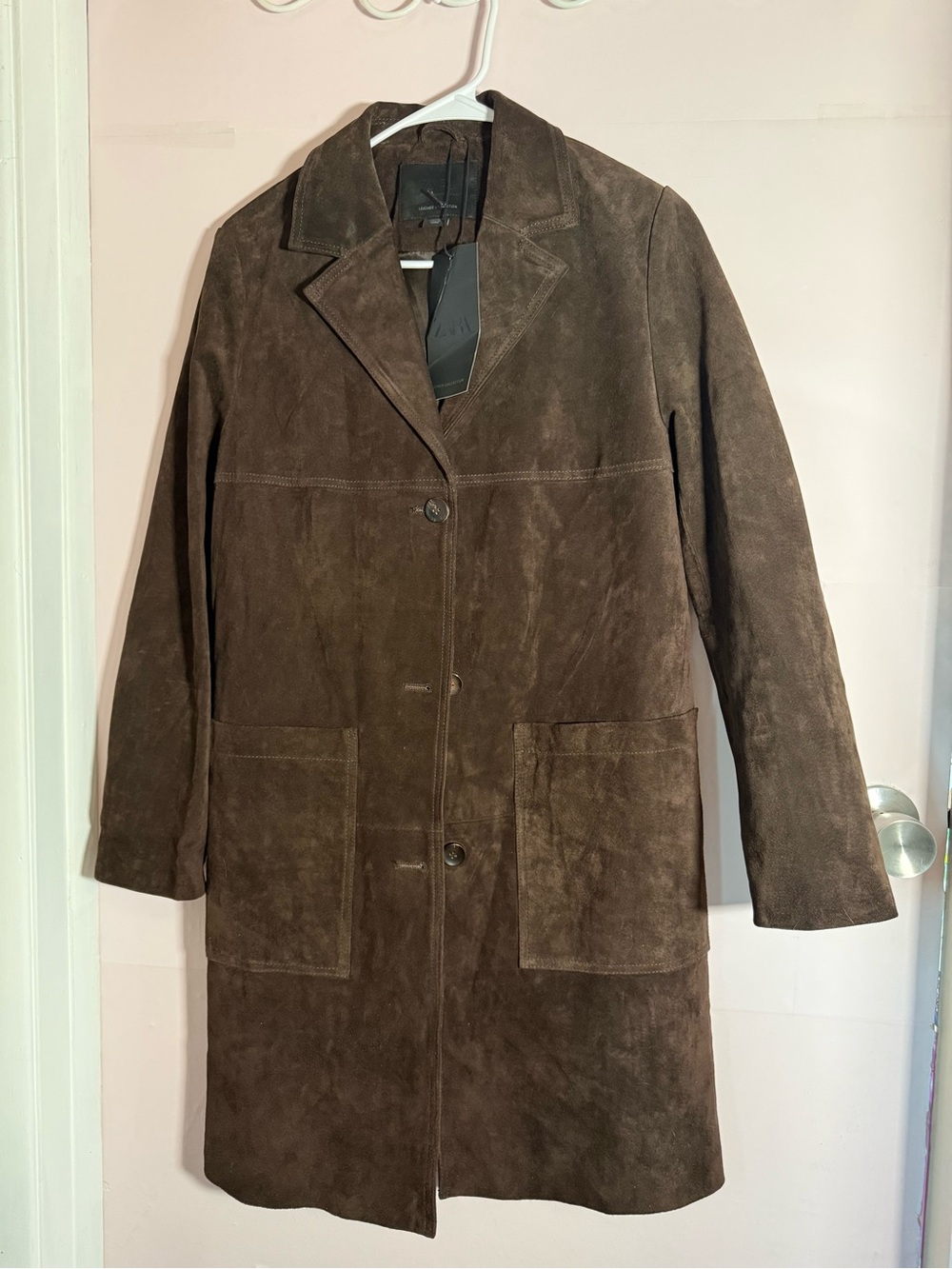 Zara Brown Leather Collection Coat